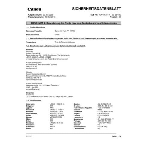 Serbatoio inchiosto Canon A6705B001 Nero - 6705B001